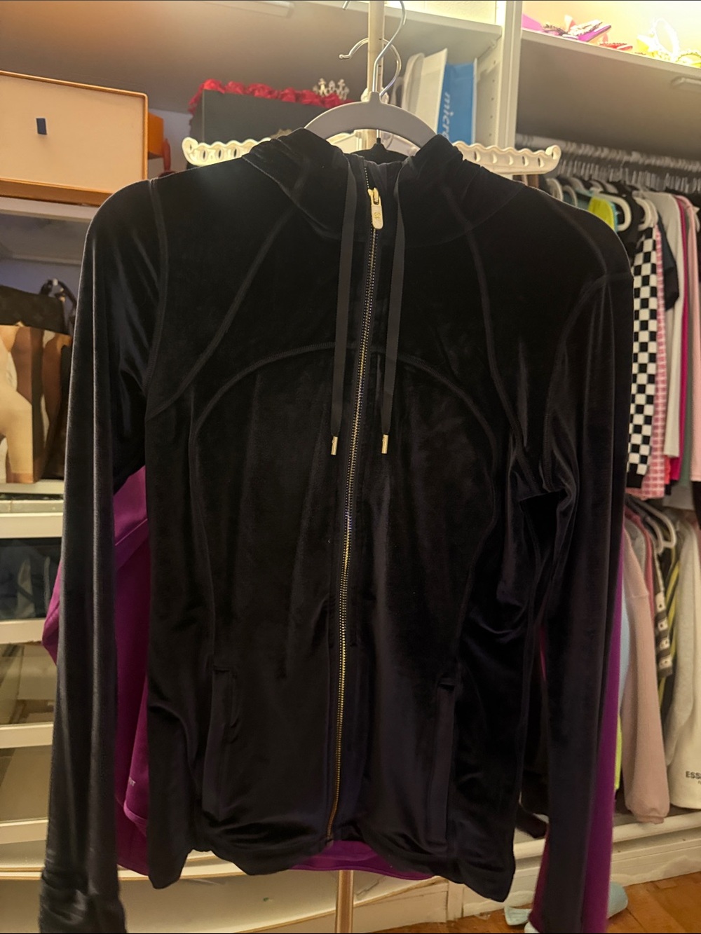 lululemon athletica Black Velvet Zip Hoodie Jacket